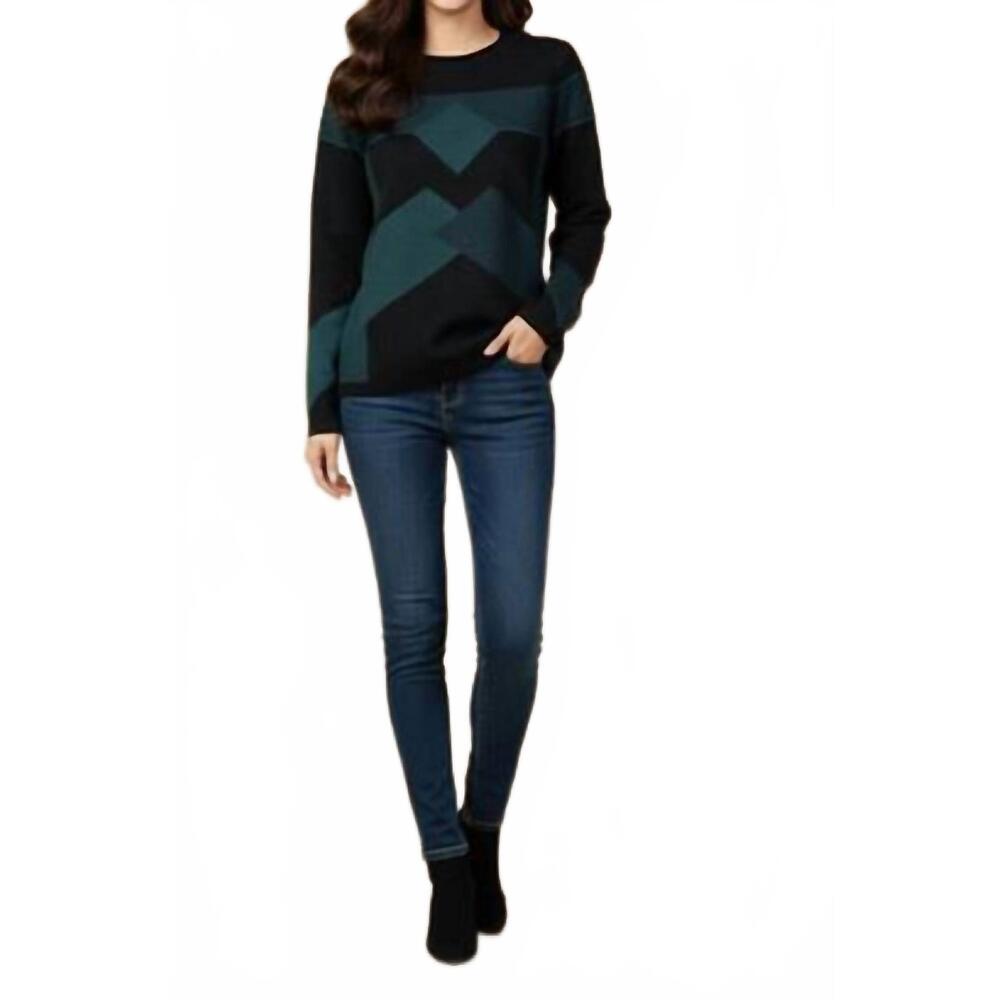 NEW KATHIE K comfortable knit sweater in green/black